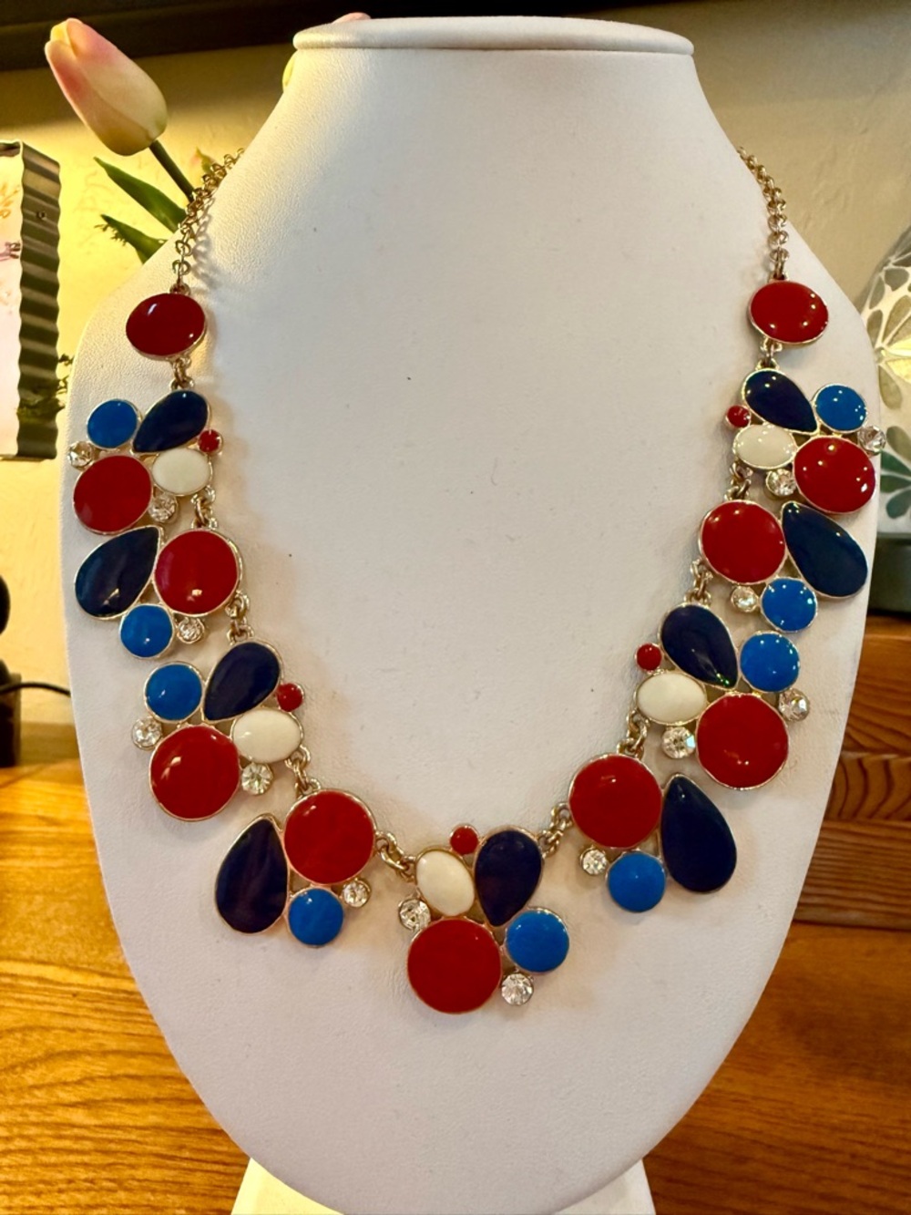 Charming Charlie Red, White & Blue Statement Necklace